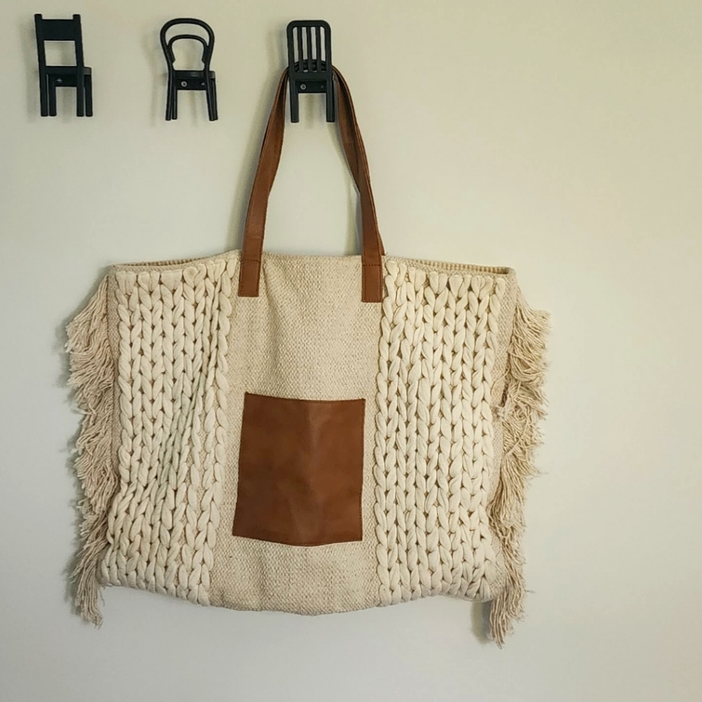 Anthropologie tote weave bag